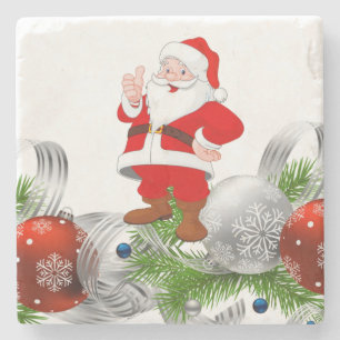 Santa Marble Stone Coaster Christmas