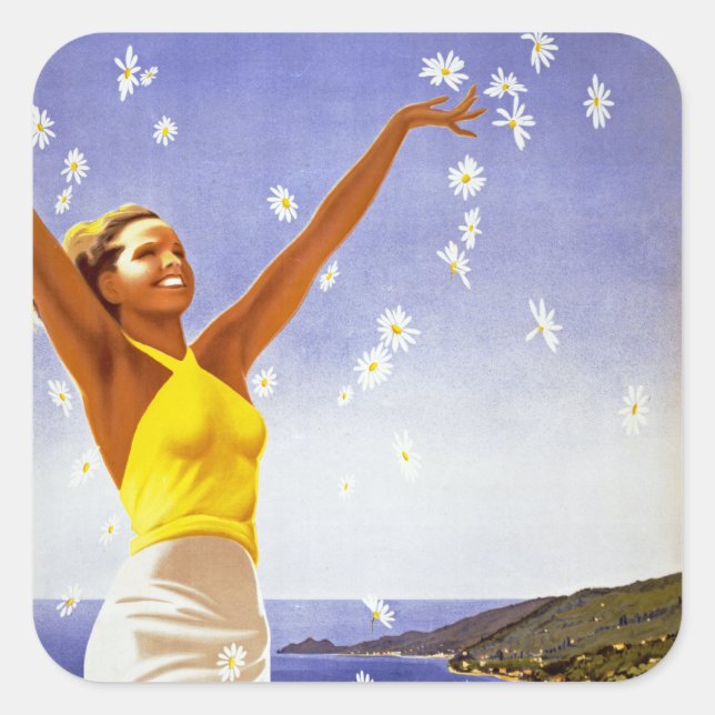 Santa Margherita Ligure with Daisies Square Sticker (Front)