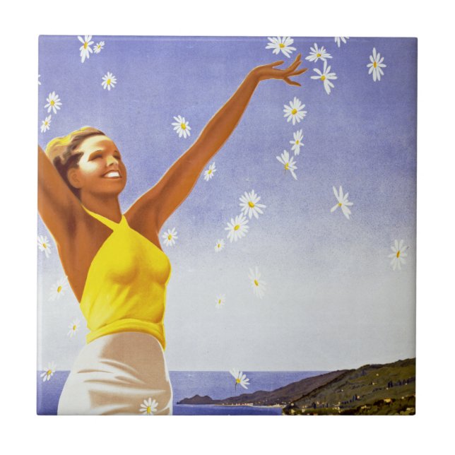 Santa Margherita Ligure with Daisies Tile (Front)