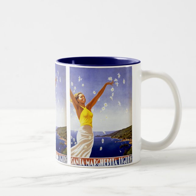 Santa Margherita Ligure with Daisies Two-Tone Coffee Mug (Right)