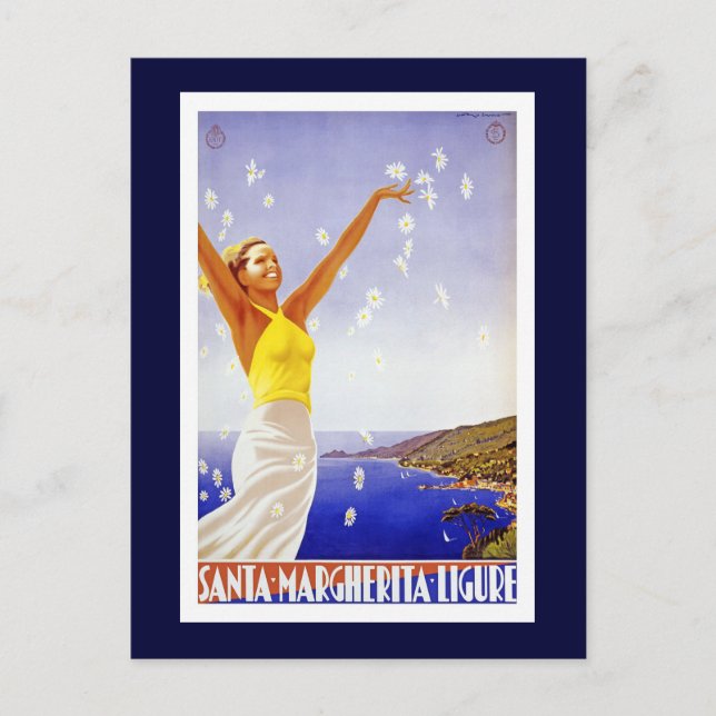 "Santa Margherita, Liguria Vintage Travel Poster Postcard (Front)