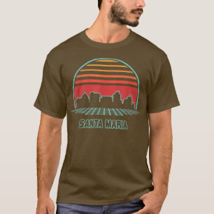 Santa Maria City Skyline Retro Vintage 80s Style T-Shirt
