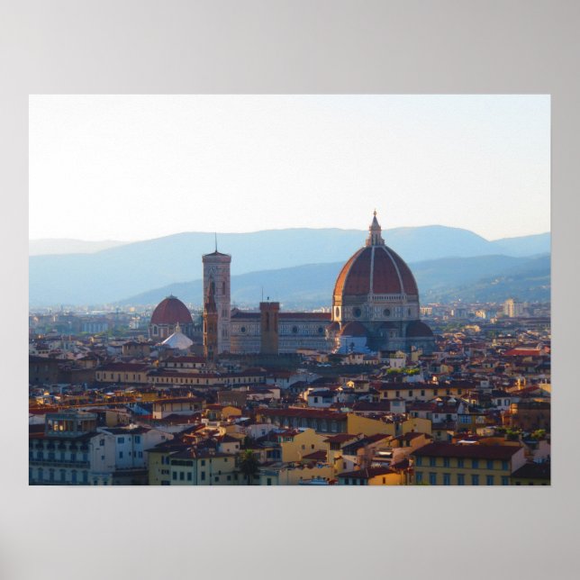 Santa Maria del Fiore at sunset in Florence Poster (Front)