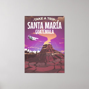 Santa María Guatemala vintage travel poster. Canvas Print
