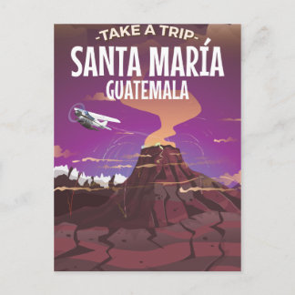 Santa María Guatemala vintage travel poster. Postcard