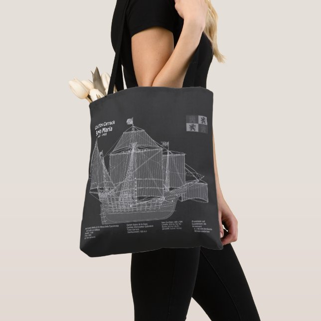 Santa Maria - Ship Blueprint Plans PBD Tote Bag (Close Up)