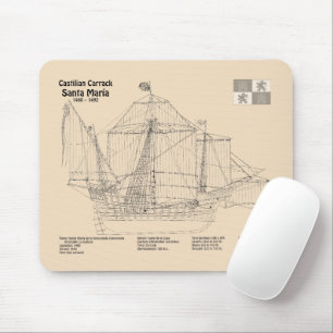 Santa Maria - Ship Blueprint Plans SD Mouse Mat