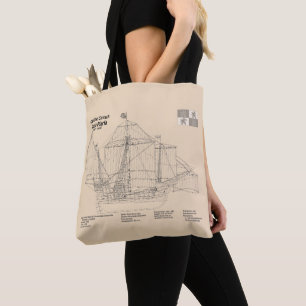 Santa Maria - Ship Blueprint Plans SD Tote Bag
