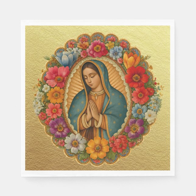 Santa Maria, Virgen de Guadalupe Mother Mary Roses Napkin (Front)