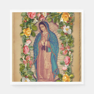 Santa Maria, Virgen de Guadalupe Mother Mary Roses Napkin