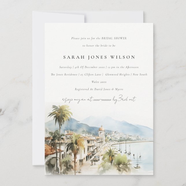 Santa Marta Colombia Landscape Bridal Shower Invitation (Front)