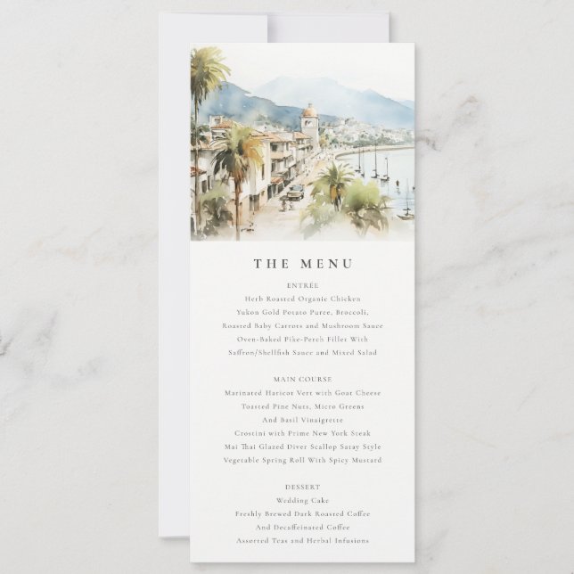 Santa Marta Colombia Landscape Wedding Menu Card (Front)