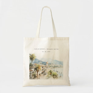 Santa Marta Colombia Watercolor Landscape Wedding Tote Bag