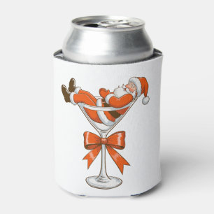 Santa Martini Coquette Girly Christmas Bow Festive Can Cooler
