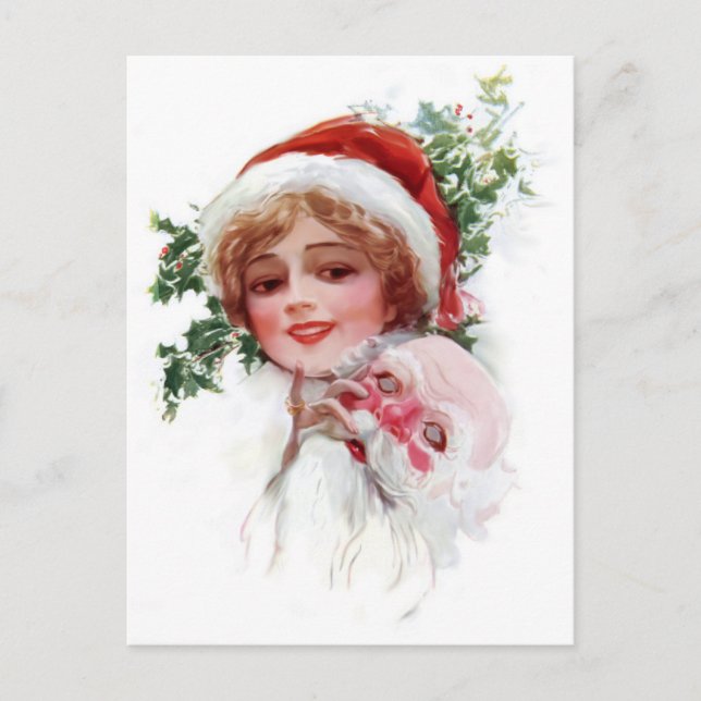 Santa Mask Holiday Postcard (Front)