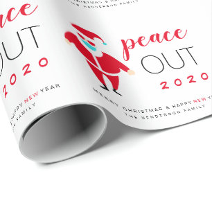 Santa Mask Peace Out 2020 Funny Christmas Wrapping Paper