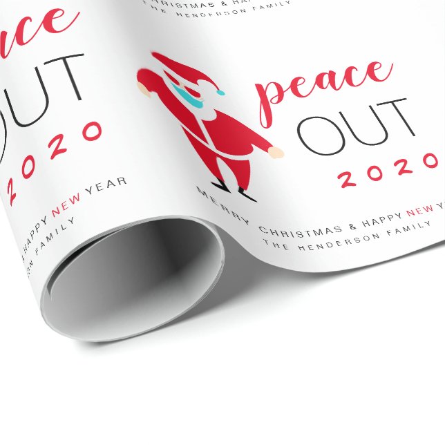 Santa Mask Peace Out 2020 Funny Christmas Wrapping Paper (Roll Corner)