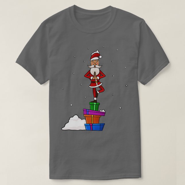 Santa Meditating One Leg T-Shirt (Design Front)