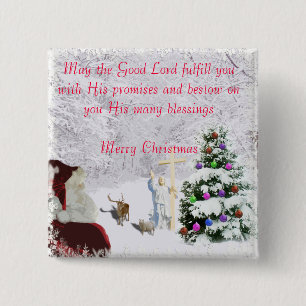 Santa Meets Jesus 15 Cm Square Badge