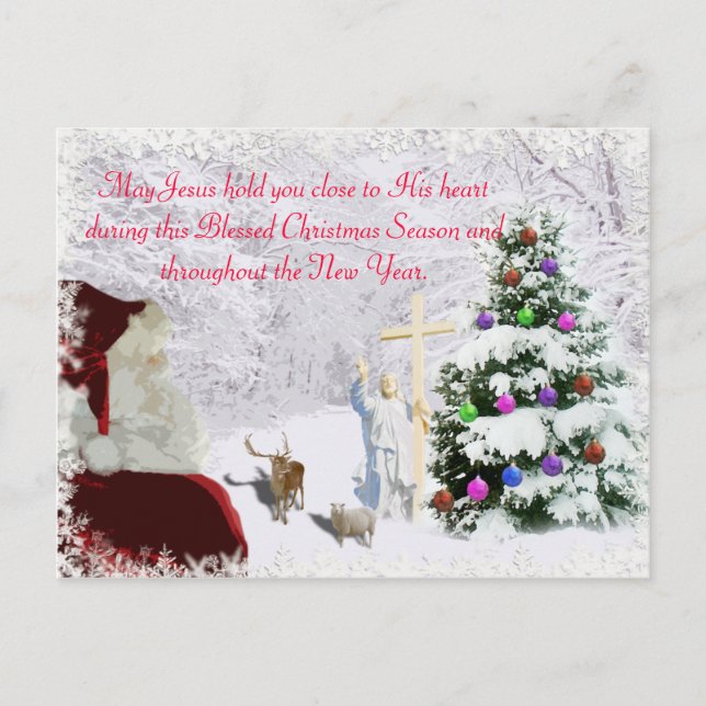 Santa Meets Jesus Holiday Postcard (Front)