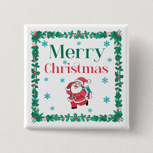 Santa Merry Christmas 15 Cm Square Badge