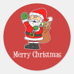 Santa Merry Christmas Cute Cartoon Classic Round Sticker