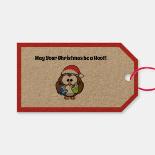 Santa Merry Christmas Funny Holiday Owl Gift Tags
