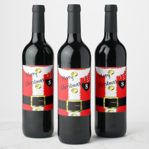 Santa Merry Christmas Holiday Cute Wine Label