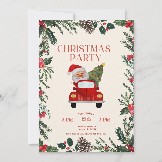 Santa Merry Christmas Party  Invitation (Front)