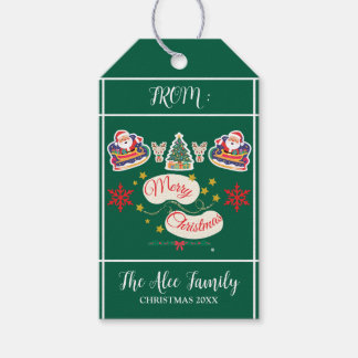 Santa Merry Christmas Personalised Green Gift Tags