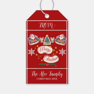 Santa Merry Christmas Personalised Red Gift Tags