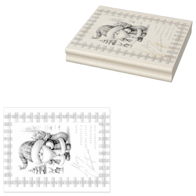 Santa Merry Christmas Rubber Stamp (Stamped)