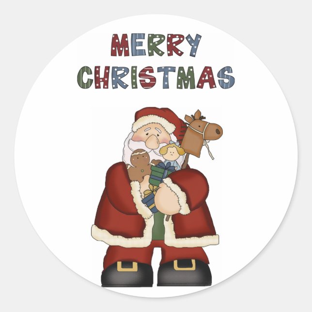 Santa Merry Christmas Toys Fun Stickers (Front)