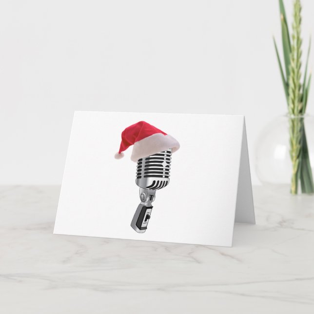 santa microphone holiday card (Front)