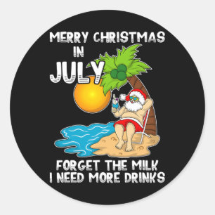Santa Mid Year Xmas Party Summer Beach - Christmas Classic Round Sticker