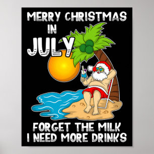Santa Mid Year Xmas Party Summer Beach - Christmas Poster