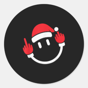 Santa Middle Finger Flip Off _ Christmas Profanity Classic Round Sticker
