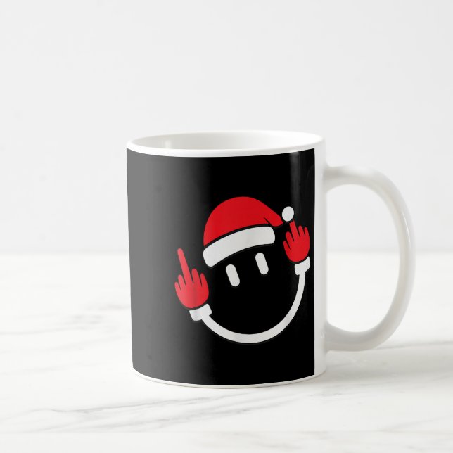Santa Middle Finger Flip Off _ Christmas Profanity Coffee Mug (Right)