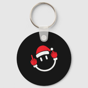 Santa Middle Finger Flip Off _ Christmas Profanity Key Ring