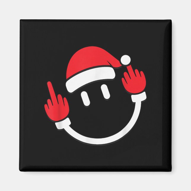 Santa Middle Finger Flip Off _ Christmas Profanity Magnet (Front)