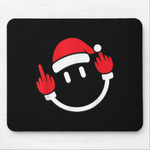 Santa Middle Finger Flip Off _ Christmas Profanity Mouse Mat