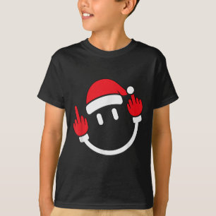 Santa Middle Finger Flip Off _ Christmas Profanity T-Shirt