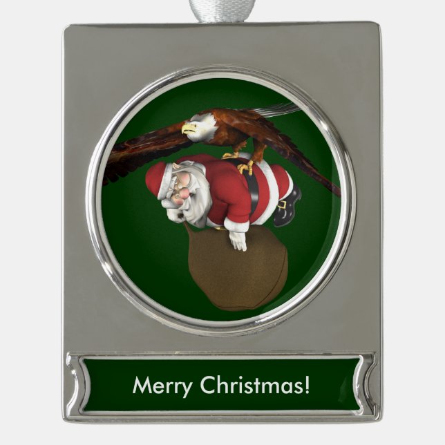 Santa Might Come A Bit Later Silver Plated Banner Ornament (Front)