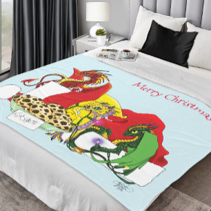 Santa Milk and Cookies Dragons Fleece Blanket