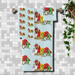 Santa Milk Cookies Dragons Bath Towel Set