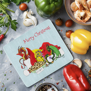 Santa Milk Cookies Dragons Cutting Board