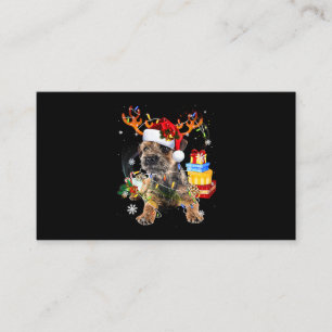 Santa Miniature Schnauzer with Christmas lights Xm Business Card