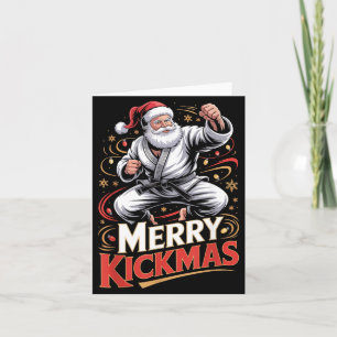 Santa MMA Karate Merry Kickmas Ugly Christmas Jiu Card