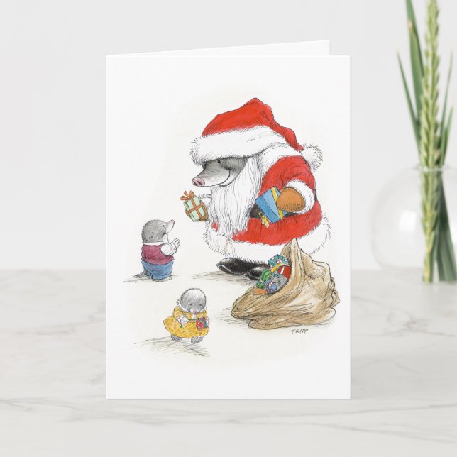 Santa Mole gives gifts card (Front)