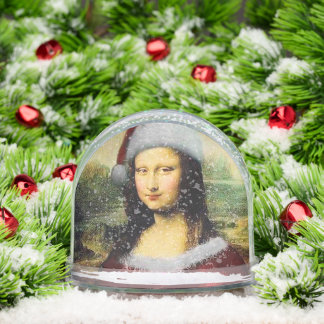 Santa Mona Lisa Merry Christmas Funny Snowglobe